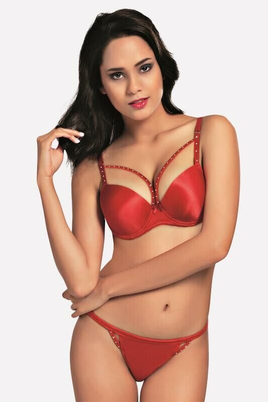 Nbb 4011 Taşlı Sütyen Külot Takım -85B - -KIRMI
