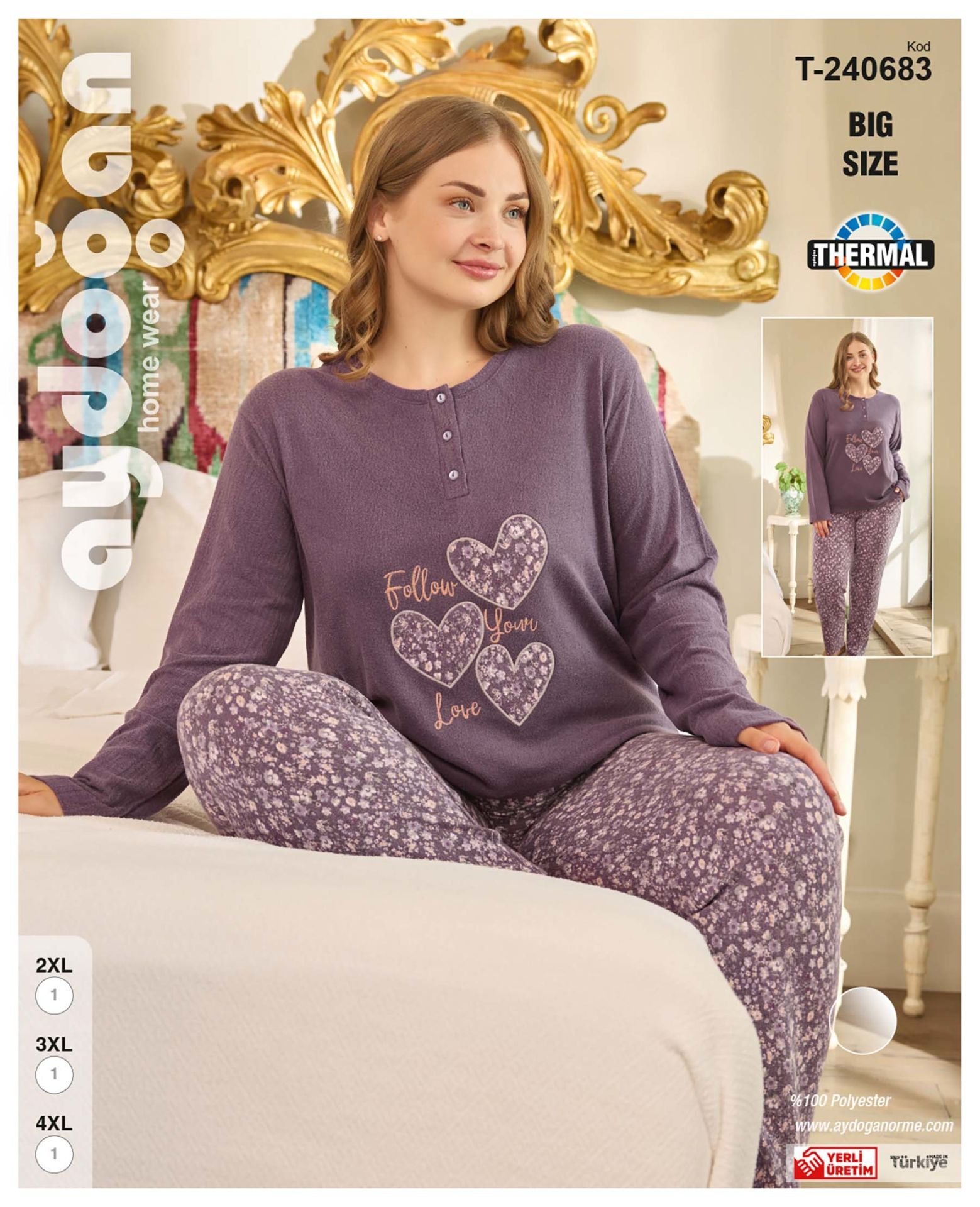 Aydoğan 240683 Bayan Battal Pijama Takım