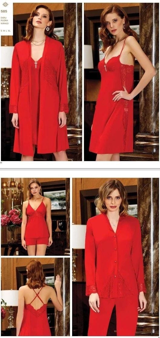 JEREMİ 585 PENYE DANTELLİ SET BORDO S