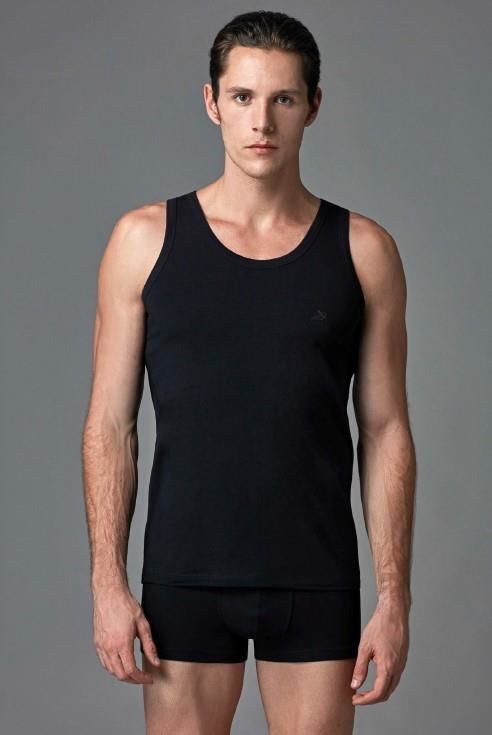 Eros 001 Cotton 2 Li Erkek Askılı Atlet -SİYAH - -XX