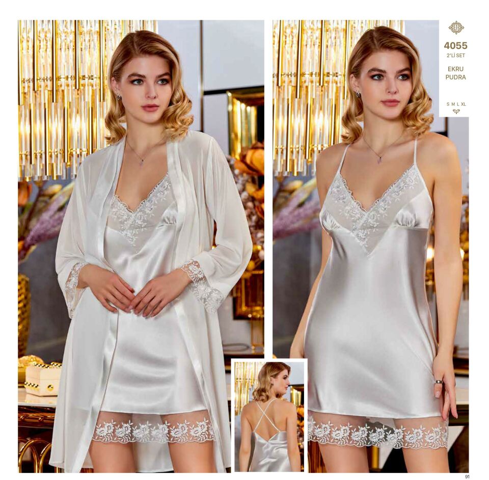 Jeremi 4055 Saten Kısa 2 Li Set --EKRU - -- L