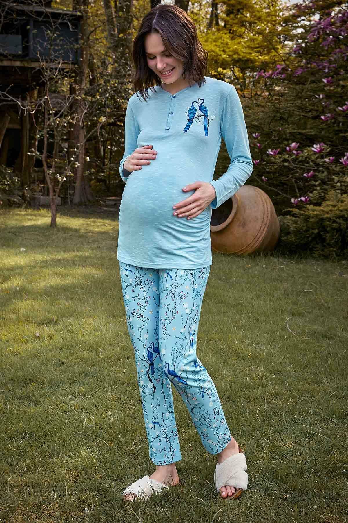 Berrak 9128 Bayan Lohusa Pijama Takımı --MAVİ - -- S