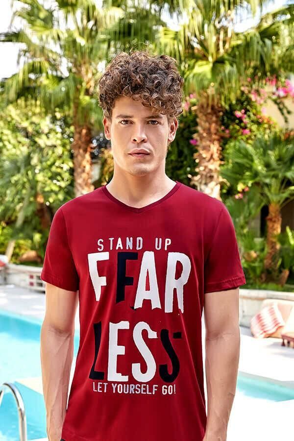 BERRAK 4074 ERKEK T-SHİRT -BORDO - - L