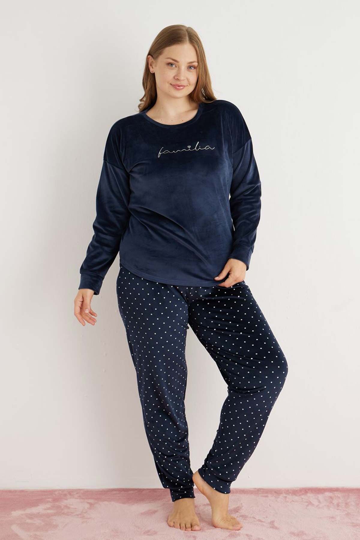 Pijamoni 4230 Bayan Kadife Pijama Takımı