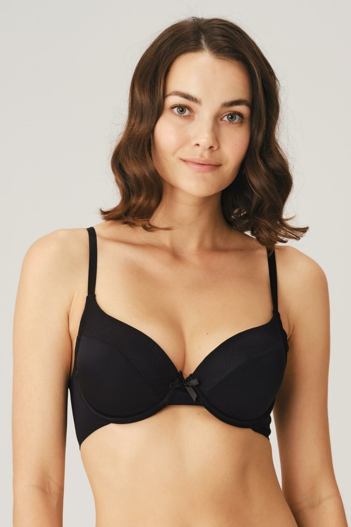 Anıl Kadın Balenli Desteksiz Dolgusuz Kol Altı Genişletilmiş Sırtı Yapıştırma Günlük Sütyen 3781 -95B - -SİYAH