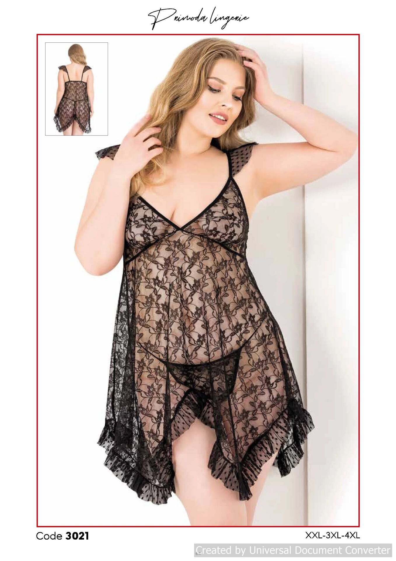 Primoda 3021 Tül Kısa Gecelik