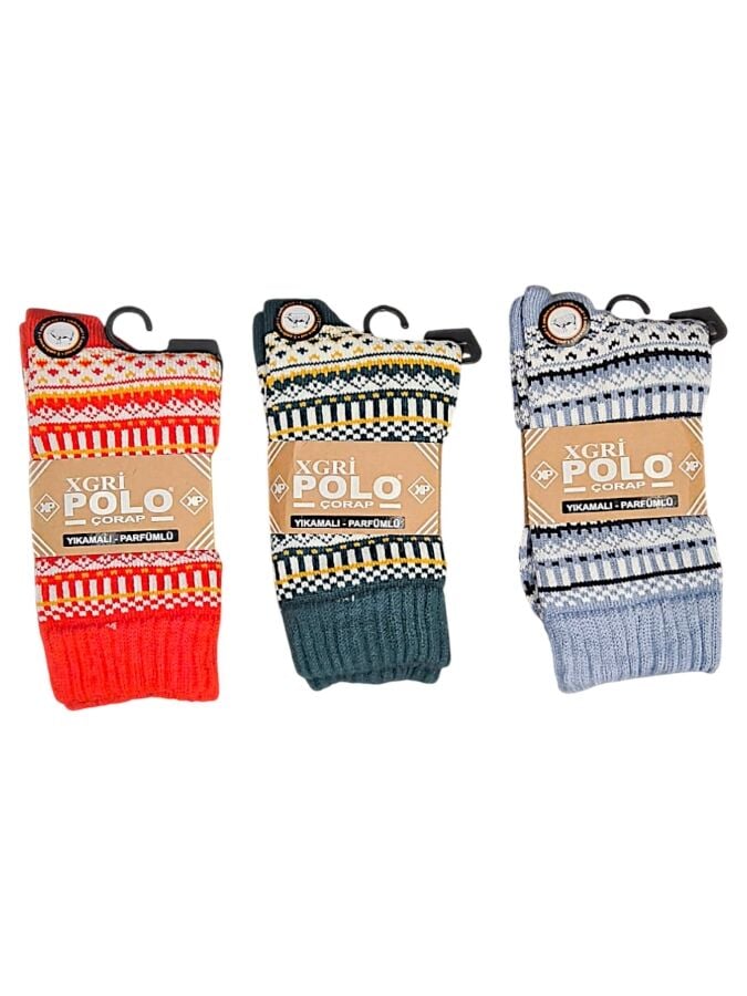 Bayan B-98 Yün Jakarlı Çorap