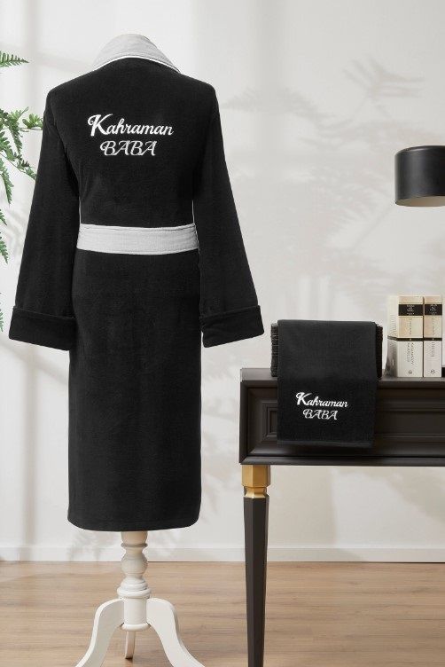 Özdilek Benim Kahraman Babam Siyah Bornoz Seti L