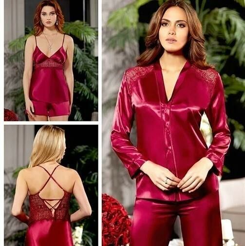 Jeremi 450 Saten Dantelli 6 Lı Set -SİYAH - -- M