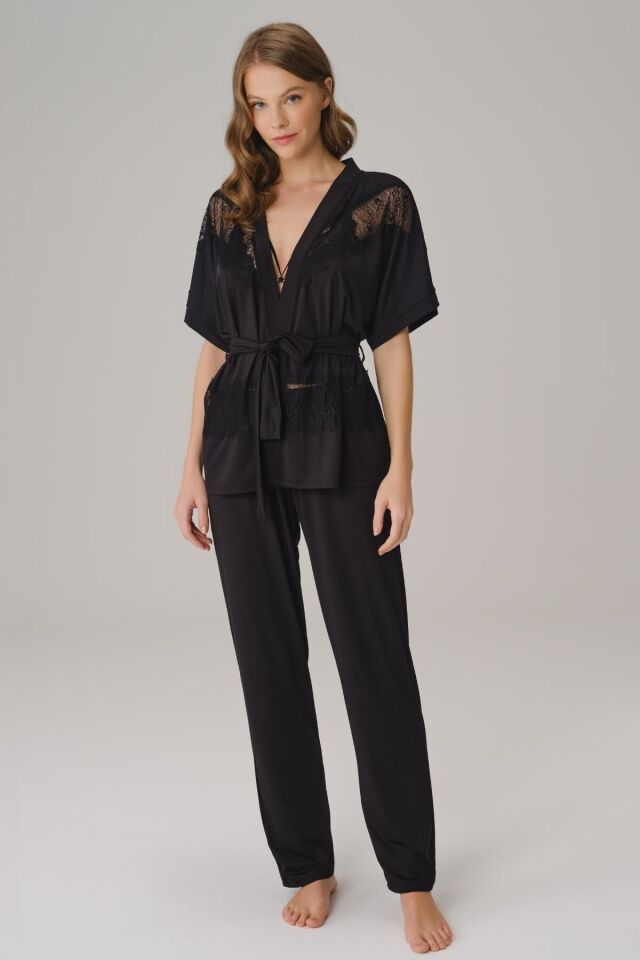 ANIL 5779 SABAHLIK BRALET PANTOLON TAKIMI -SİYAH - -- M