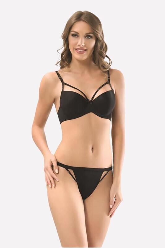 Nbb 4011 Taşlı Sütyen Külot Takım -80B - -SİYAH