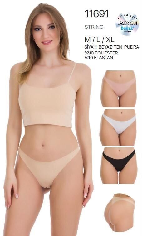 Berrak 11691 Bayan Lazer Kesim string -SİYAH - -- M