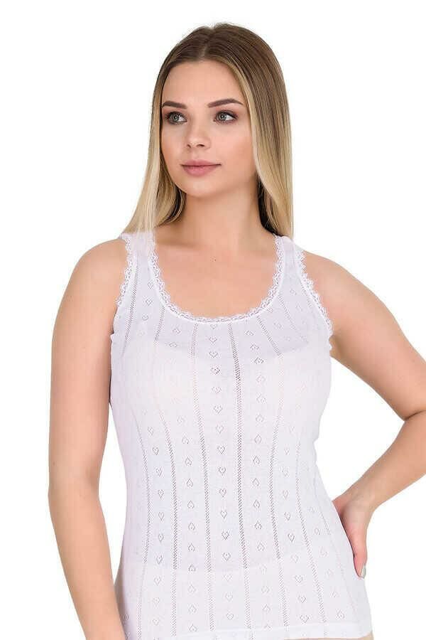 Berrak 8049 Bayan Geniş Askı Atlet -- M - -BEYAZ