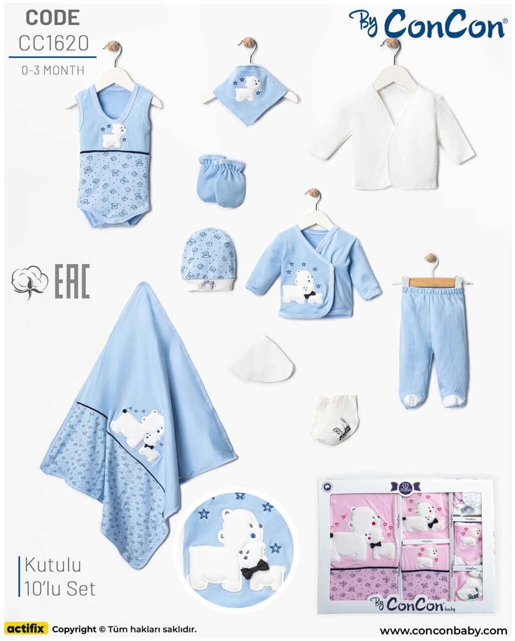 Concon 1620 10lu Bebe Zıbın seti
