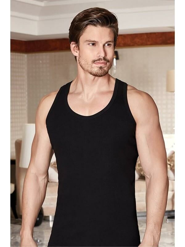 Berrak 1029 Erkek Likralı Rambo Atlet -SİYAH - -XL