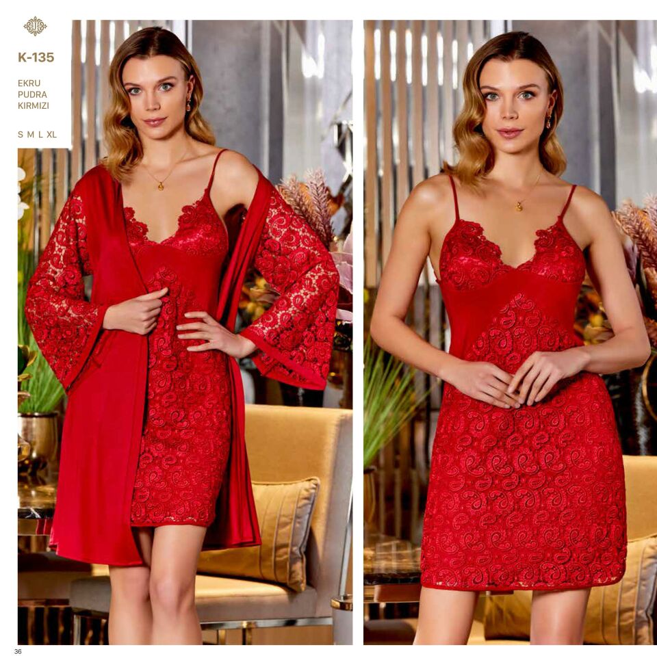 Jeremi K135 Penye 6 Lı Dantelli Set -KIRMI - -- M