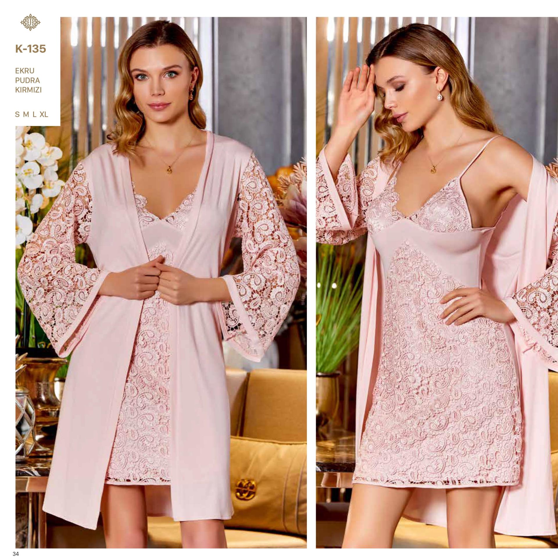 Jeremi K135 Penye 6 Lı Dantelli Set -PUDRA - - XL