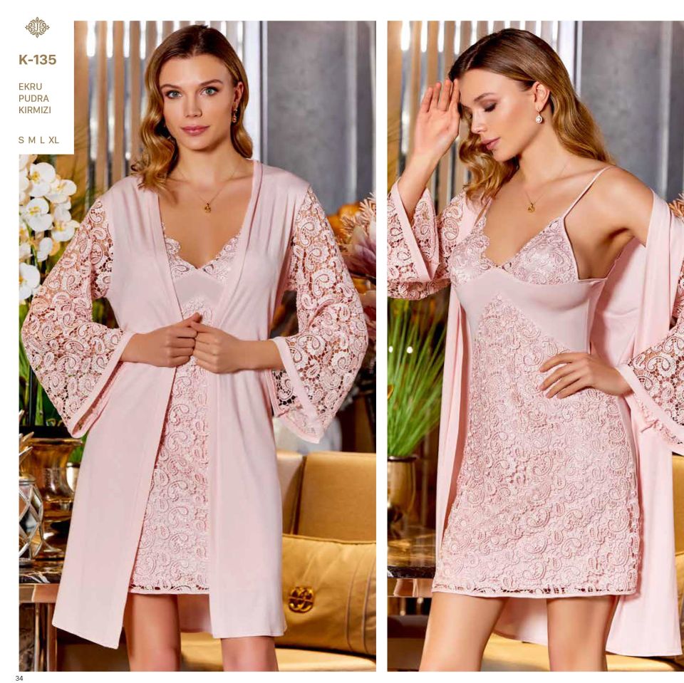 Jeremi K135 Penye 6 Lı Dantelli Set -PUDRA - - XL