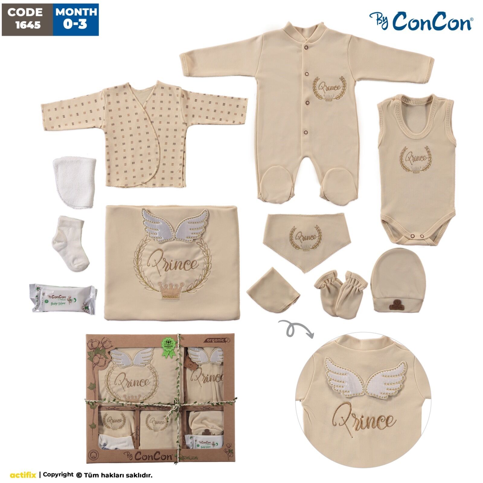 Concon 1645 Organik 10lu Bebe Zıbın seti