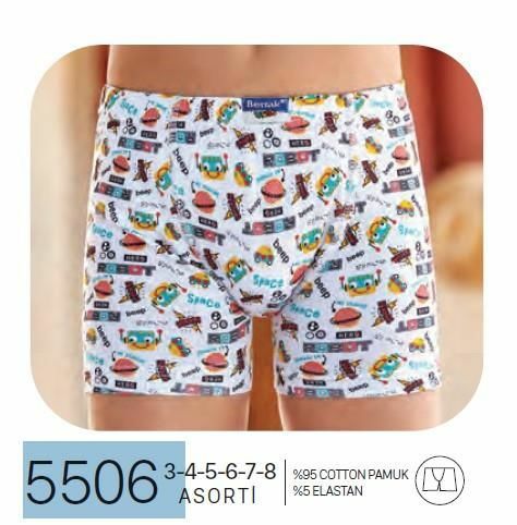 Berrak 5506 Çocuk Desenli Boxer -ASORT - 3/4