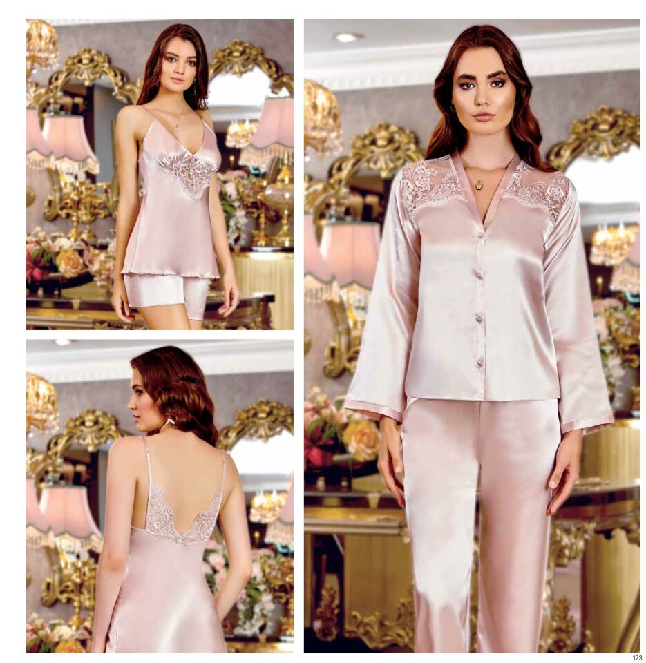 Jeremi S215 Saten Kısa Dantelli 6 Lı Set -PUDRA - -- S
