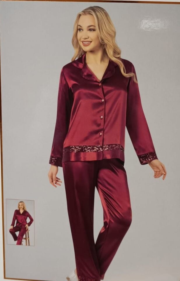 Ahu 7842 2li Saten Pijama Takım