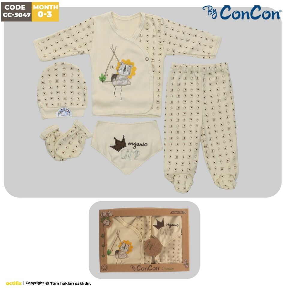 Concon 5047 Organik 5li Bebe Zıbın seti