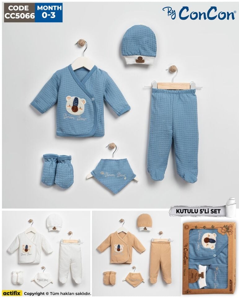 Concon 5066 Organik 5li Bebe Zıbın seti