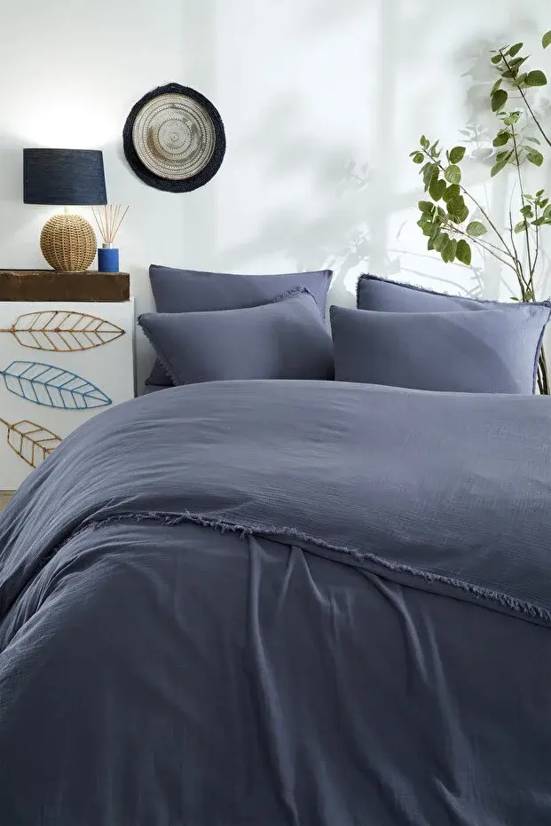 Özdilek Sofia Çift Kişilik Lastikli Çarşaf Muslin Nevresim Takımı