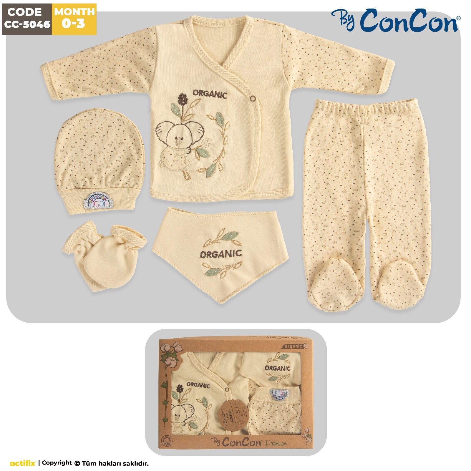 Concon 5046 Organik 5li Bebe Zıbın seti
