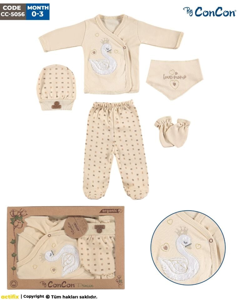 Concon 5056 Organik 5li Bebe Zıbın seti