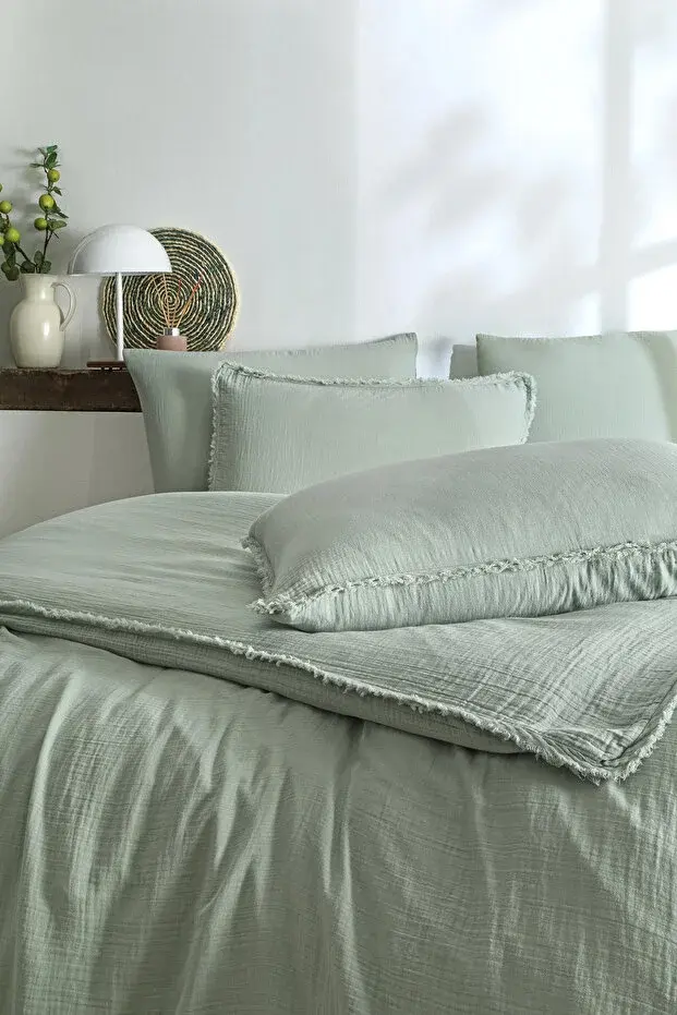 Özdilek Sofia Çift Kişilik Lastikli Çarşaf Müslin Nevresim Takımı