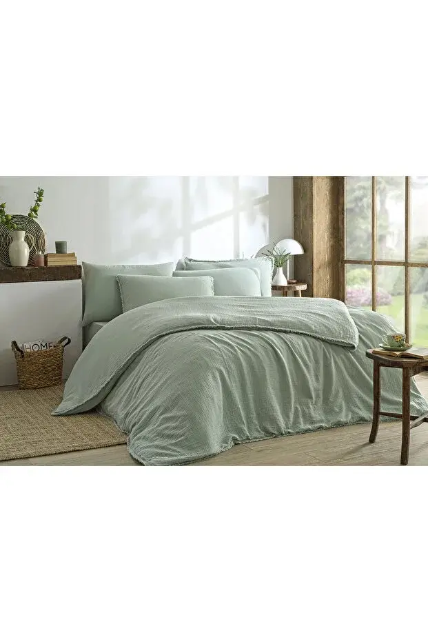 Özdilek Sofia Çift Kişilik Lastikli Çarşaf Müslin Nevresim Takımı