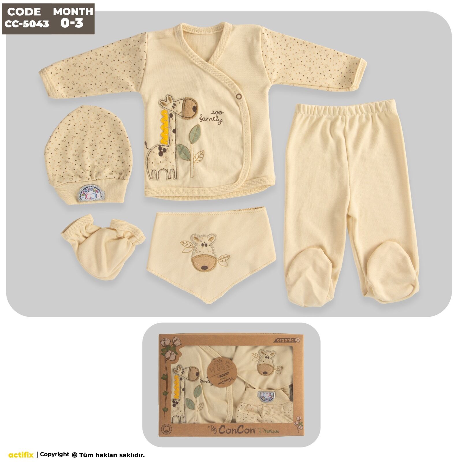 Concon 5043 Organik 5li Bebe Zıbın seti