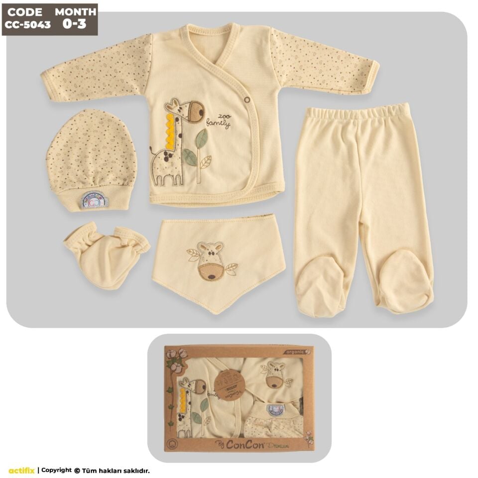 Concon 5043 Organik 5li Bebe Zıbın seti