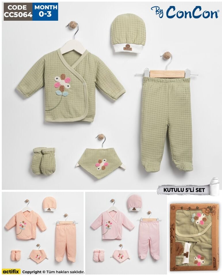 Concon 5064 Organik 5li Bebe Zıbın seti