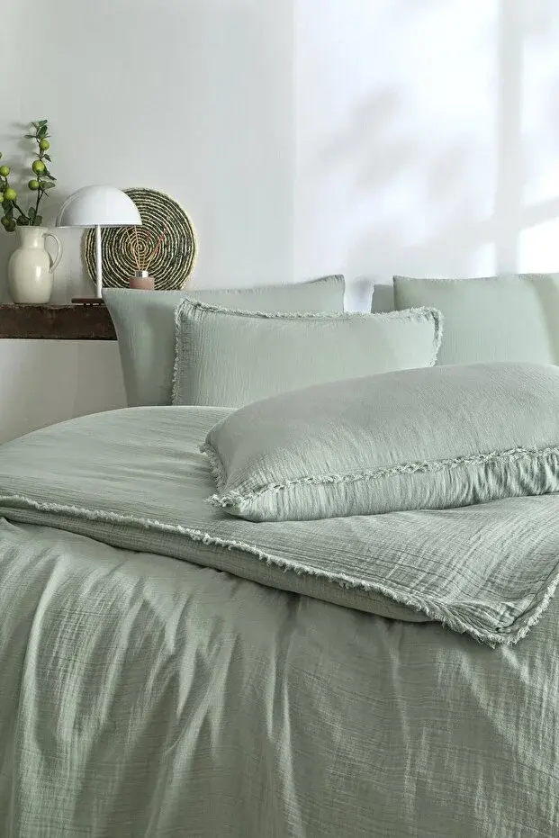 Özdilek Özdilek Sofia Battal Boy Lastikli Fitted Çarşaf Müslin Nevresim Takımı