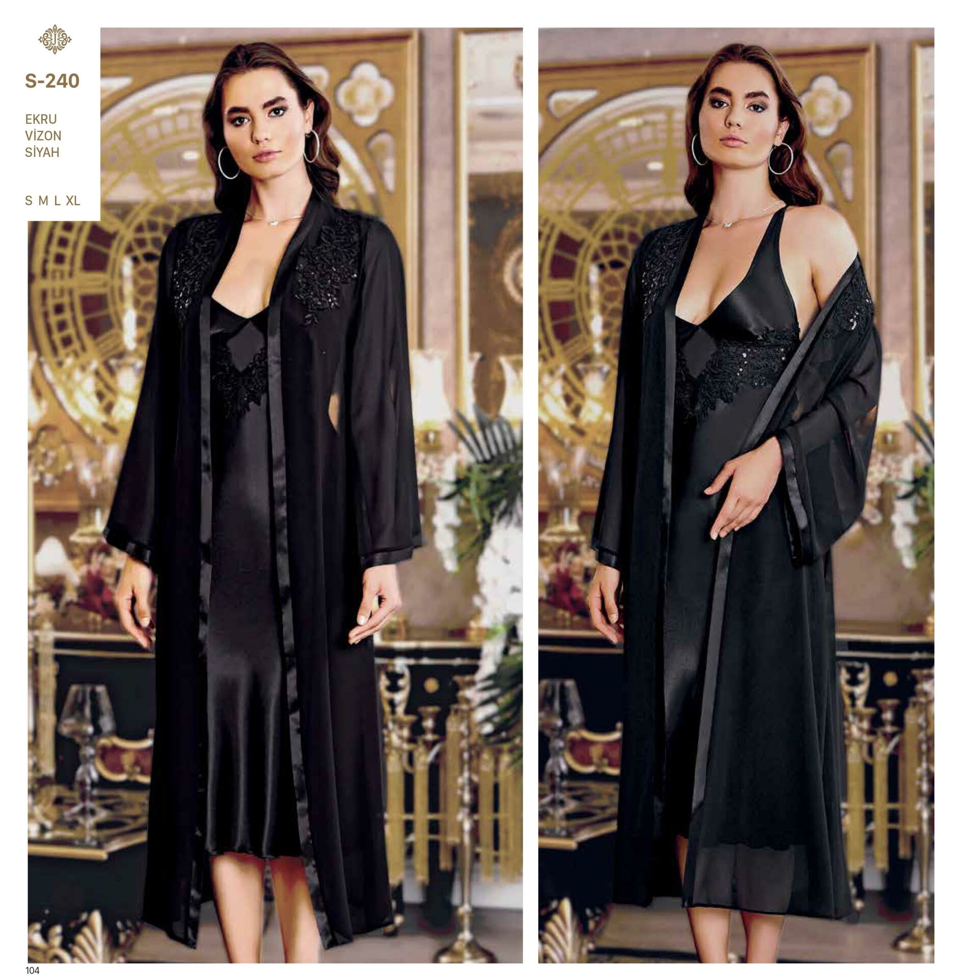 Jeremi S240 Saten Dantelli 6 Lı Set -SİYAH - - XL