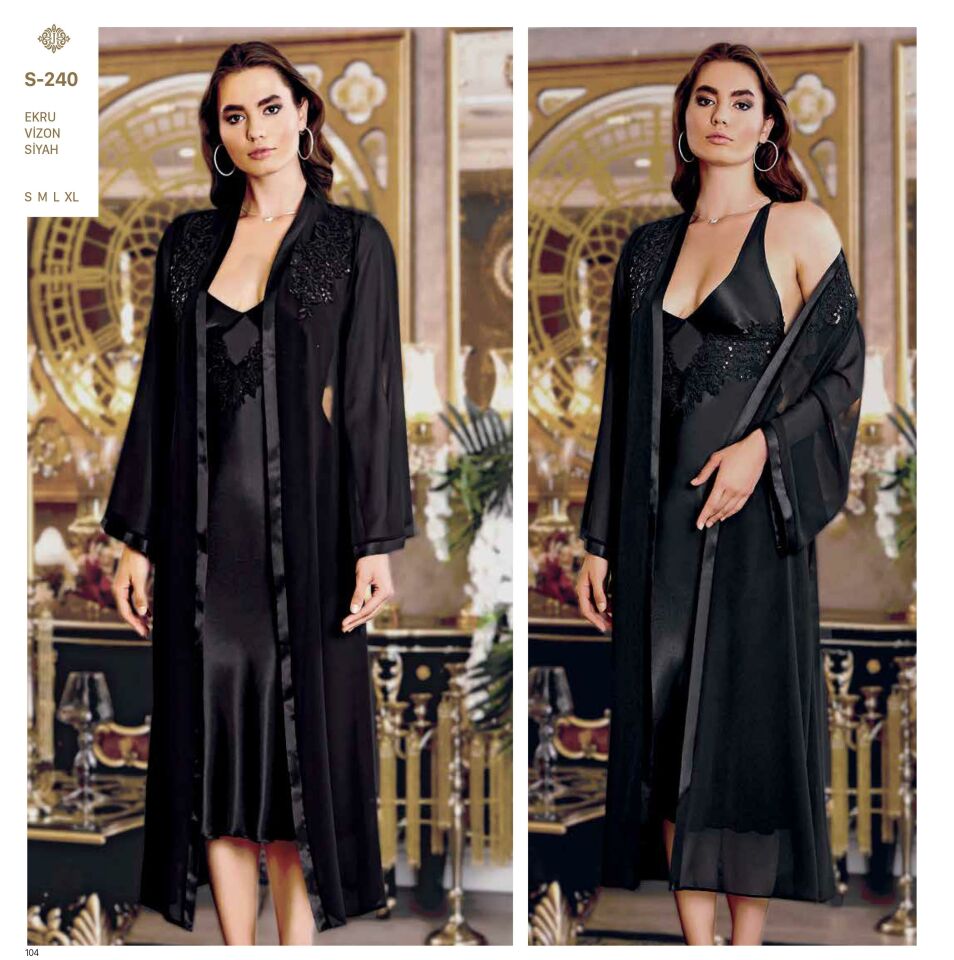 Jeremi S240 Saten Dantelli 6 Lı Set -SİYAH - - XL