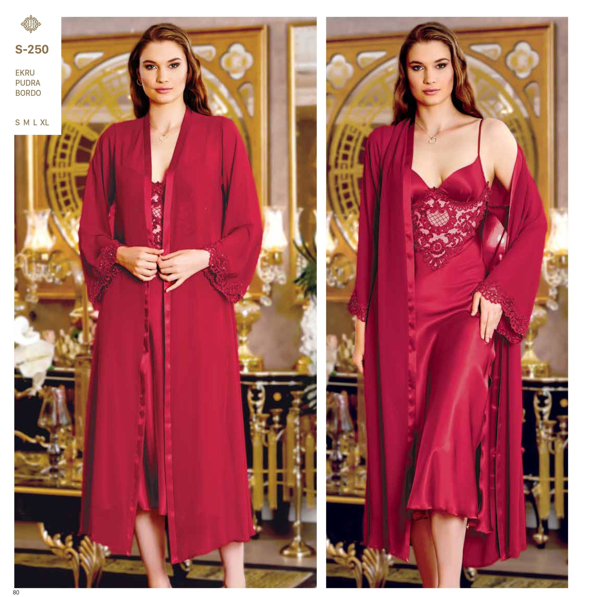 Jeremi S250 Saten Dantelli 6 Lı Set -BORDO - -- S