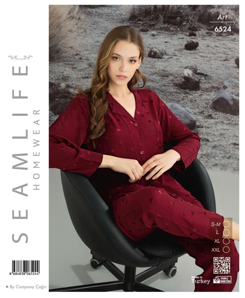 Seamlife Bayan Uzun Kol Viskon Pijama Takımı