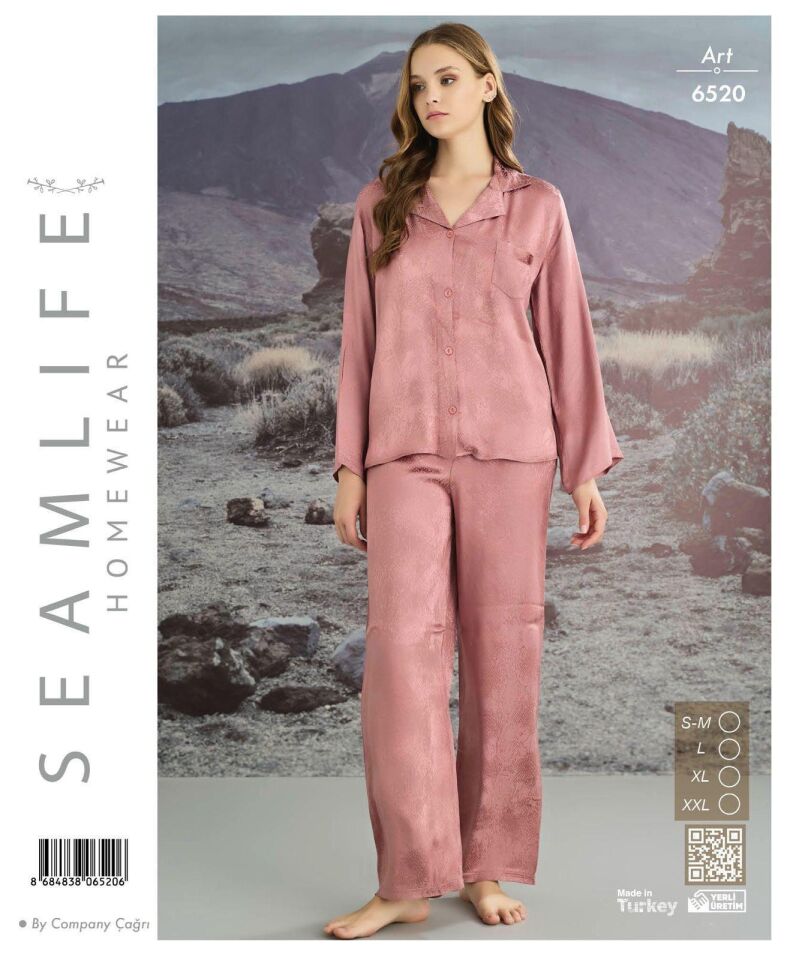 Seamlife Bayan Uzun Kol Viskon Pijama Takımı