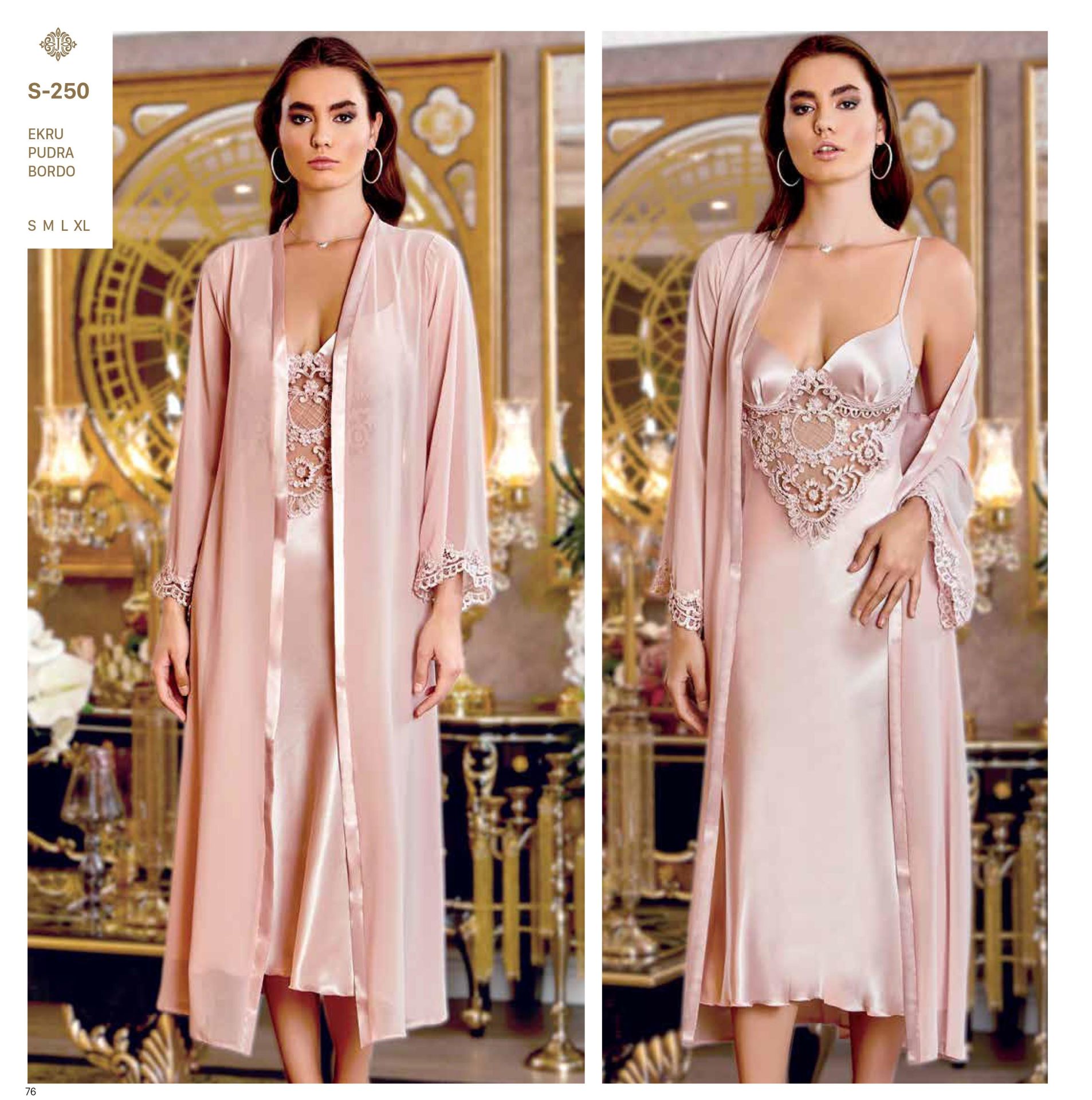 Jeremi S250 Saten Dantelli 6 Lı Set -PUDRA - - XL