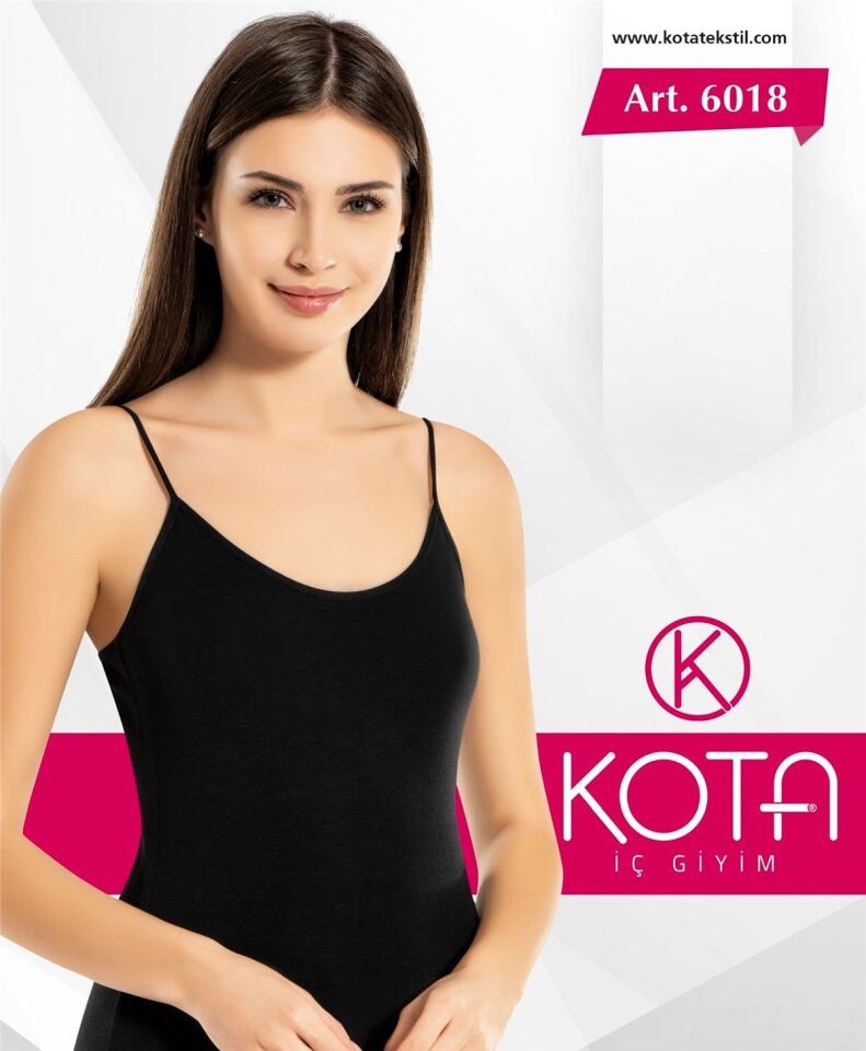 Kota 6018 Bayan İp Askılı Atlet -SİYAH - -2XL