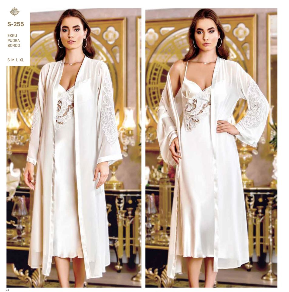 Jeremi S255 Saten Kısa Dantelli 6 Lı Set --EKRU - -- L