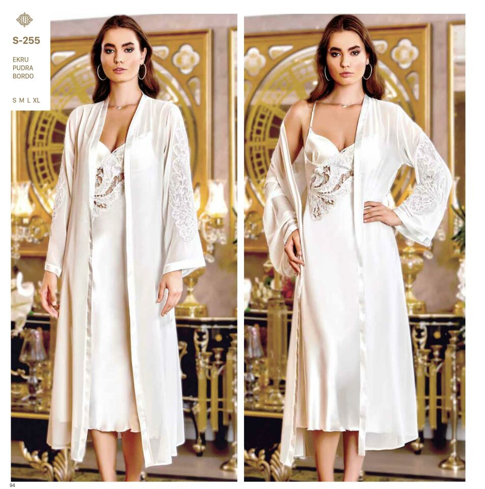Jeremi S255 Saten Kısa Dantelli 6 Lı Set --EKRU - - XL