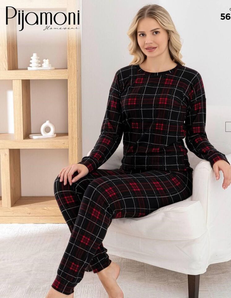 Pijamoni 5670 Bayan Süet Pijama Takımı