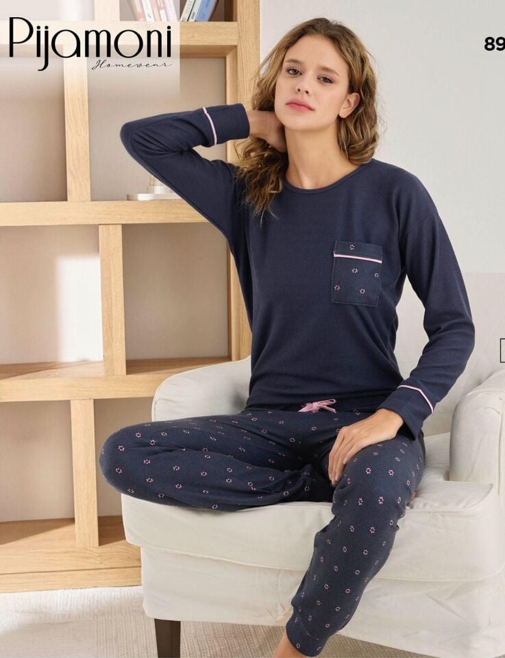 Pijamoni 8940 Bayan Uzun Kol Pijama Takımı