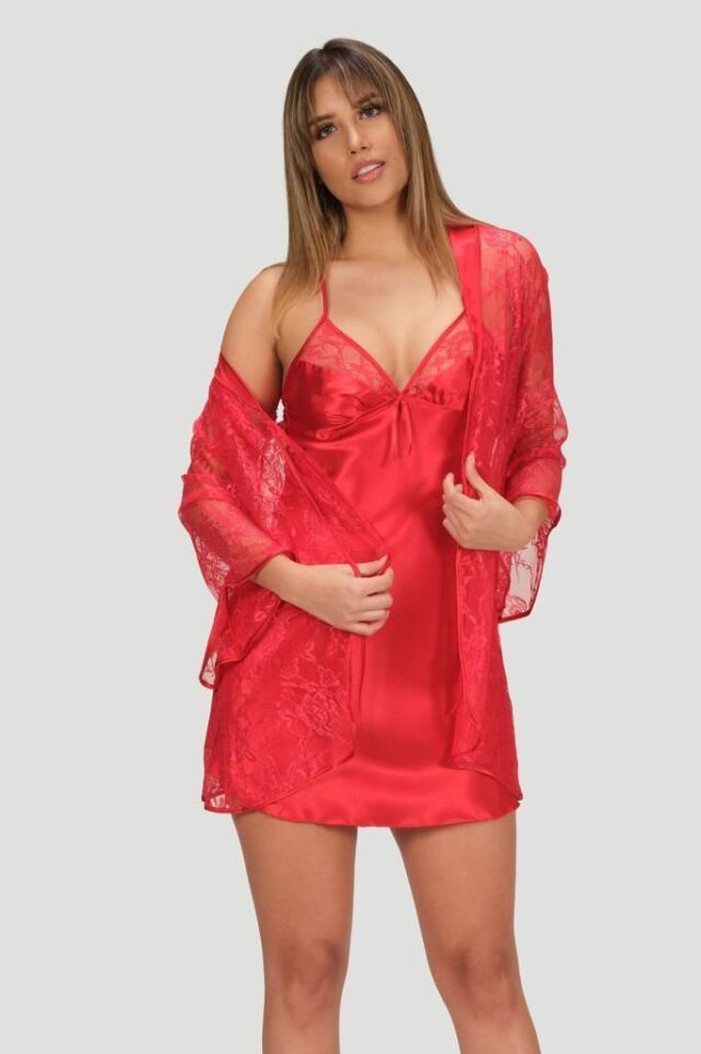 Nbb 3150 Gecelik Sabahlık Takım -KIRMI - - XL