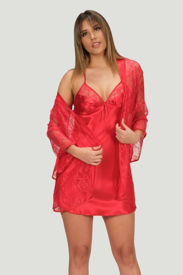 Nbb 3150 Gecelik Sabahlık Takım -KIRMI - - XL